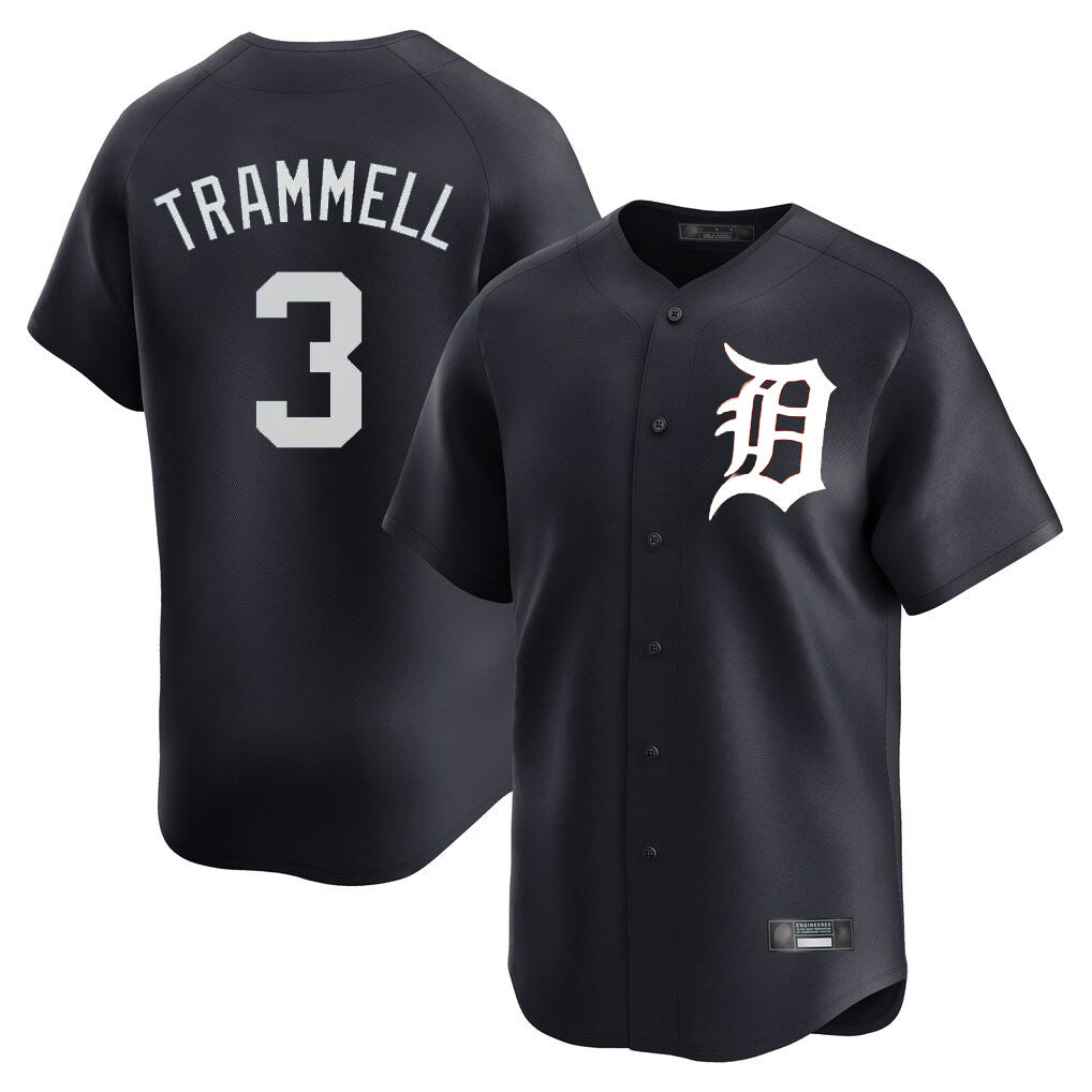 Vanessashop D.Tigers #3 Alan Trammell Player Navy Home Limited Game Stitched Jerseys