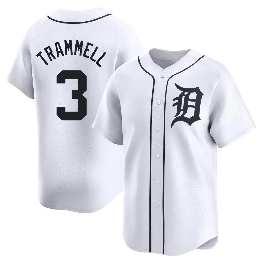 Vanessashop D.Tigers #3 Alan Trammell Player White Home Limited Stitched Jerseys