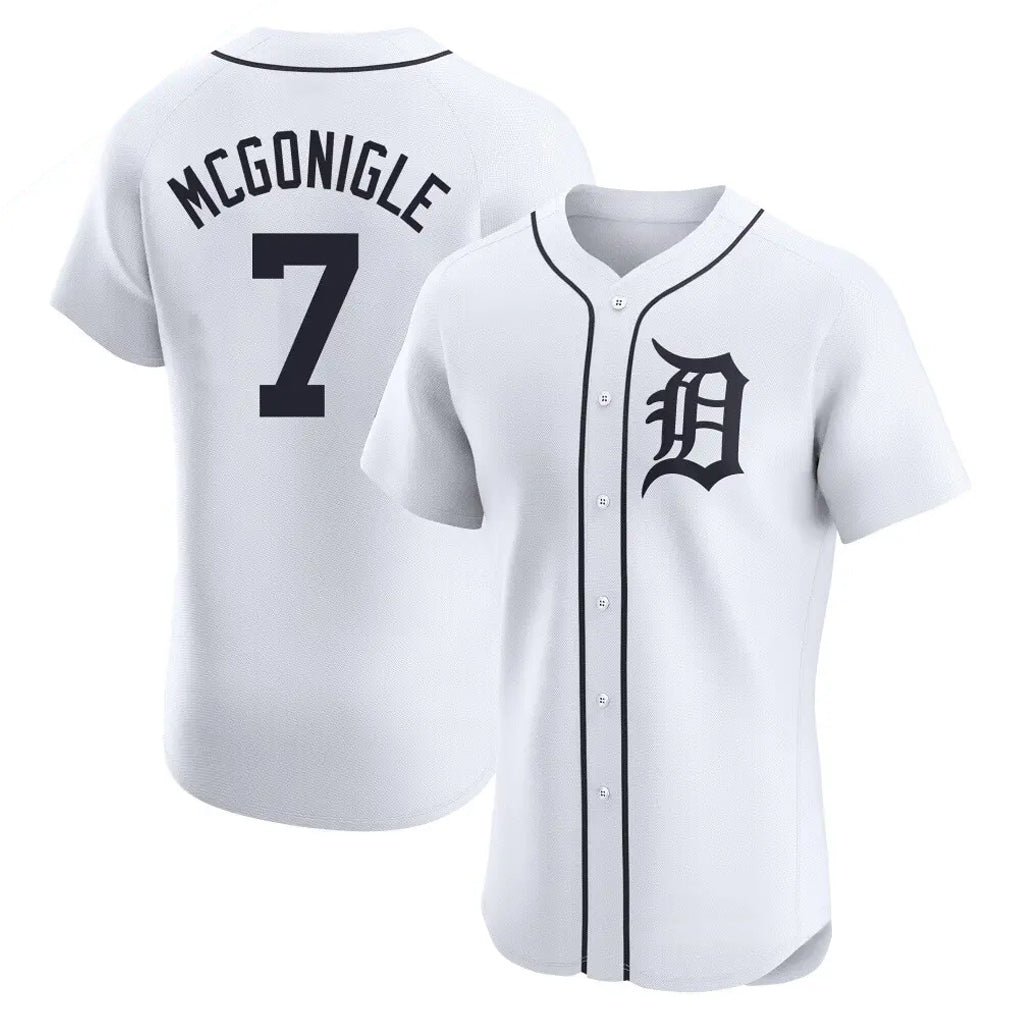 Vanessashop D.Tigers #7 Kevin McGonigle Player White Limited Elite Home Stitched Jerseys