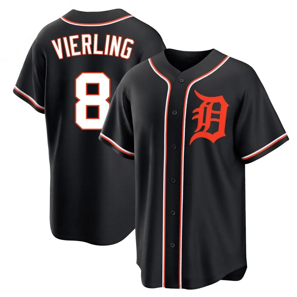 Vanessashop D.Tigers #8 Matt Vierling Player Black Fashion Out Home Game Stitched Jerseys