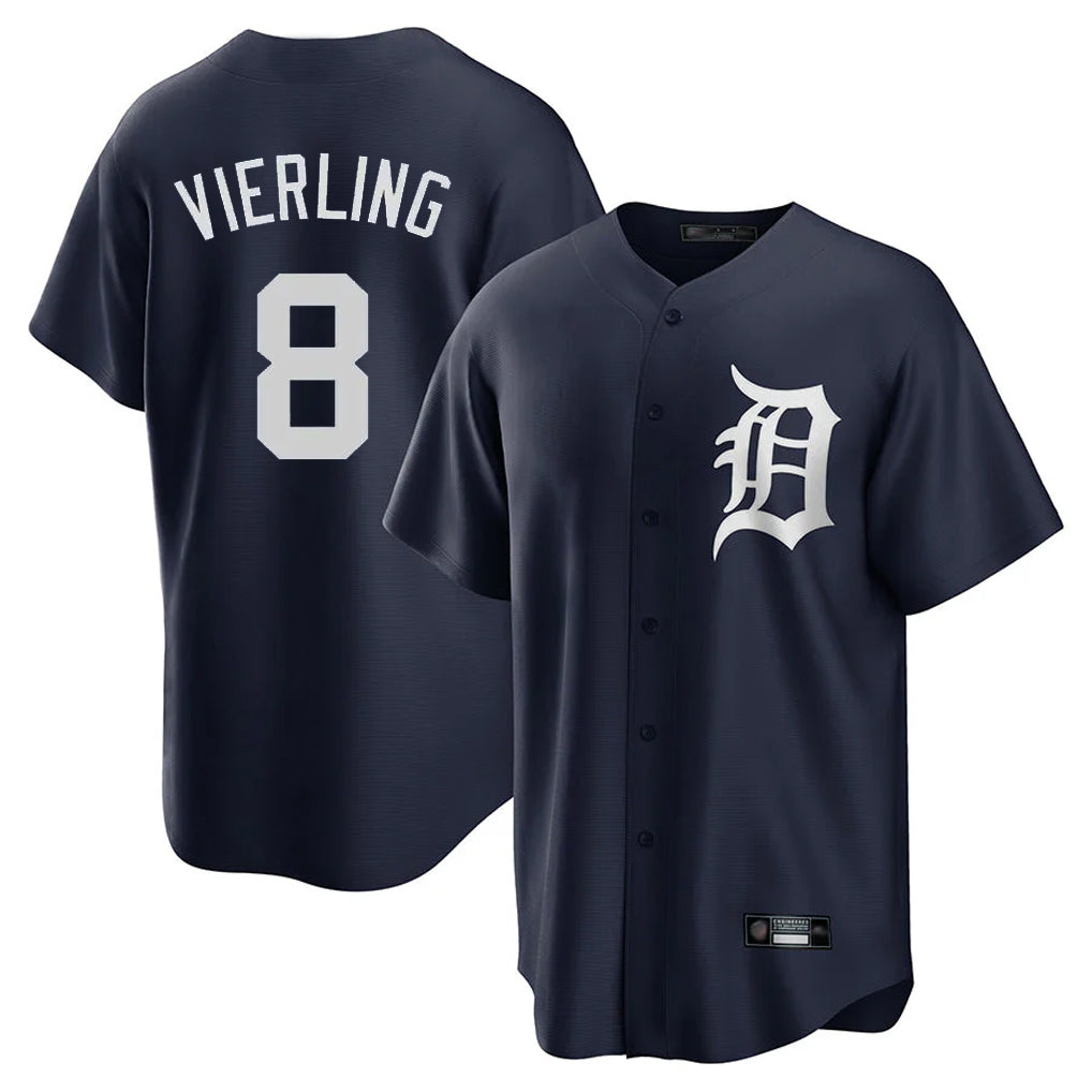Vanessashop D.Tigers #8 Matt Vierling Player Navy Game Home Stitched Jerseys