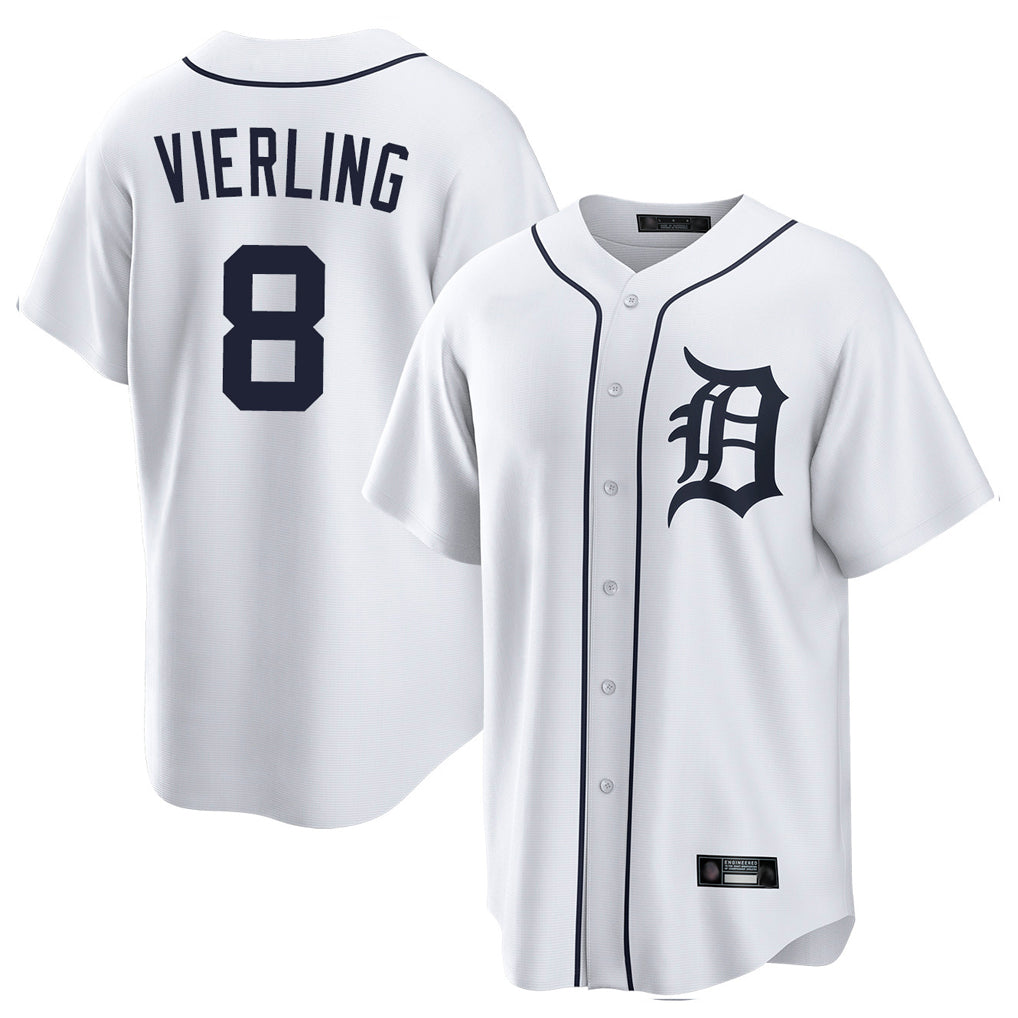 Vanessashop D.Tigers #8 Matt Vierling Player White Home Game Stitched Jerseys