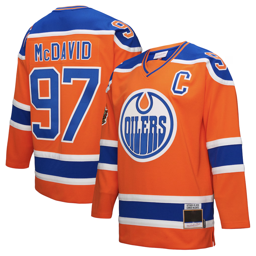 Vanessashop E.Oilers #97 Connor McDavid Mitchell & Ness Orange Power Play Jerseys