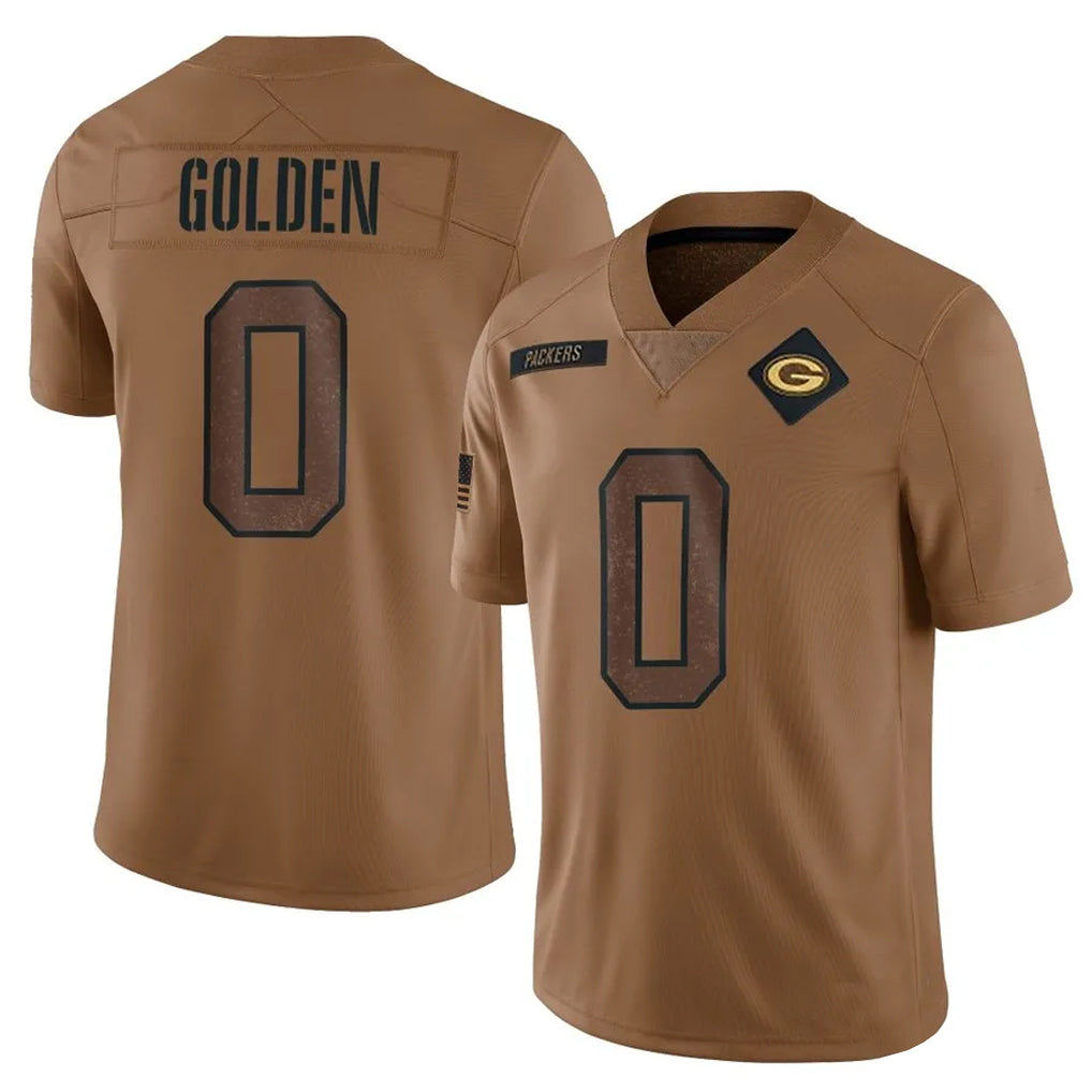 Vanessashop GB.Packers #0 Matthew Golden Player Brown Salute To Service Limited Stitched Jerseys