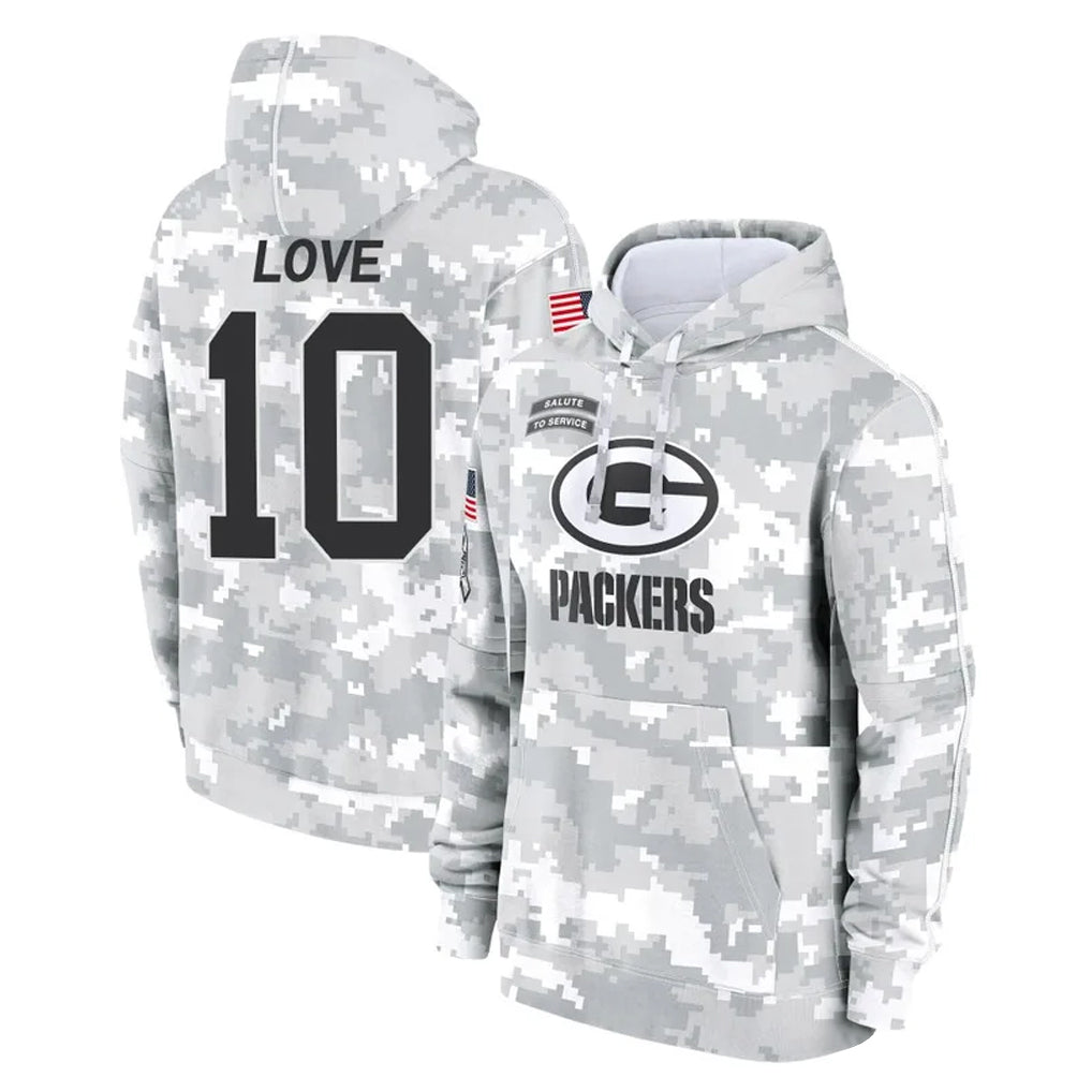 Vanessashop GB.Packers #10 Jordan Love Player Arctic Camo Salute to Service Hoodies Limited Game Stitched Jerseys