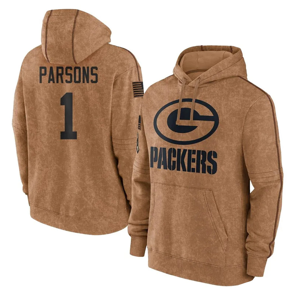 Vanessashop GB.Packers #1 Micah Parsons Player Brown Salute to Service Hoodies Limited Game Stitched Jerseys