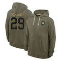 Vanessashop GB.Packers #29 Xavier McKinney Player Olive Salute to Service Pullover Hoodies Limited Stitched Jerseys