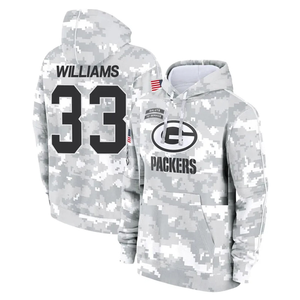 Vanessashop GB.Packers #33 Evan Williams Player Arctic Camo Salute to Service Hoodies Limited Game Stitched Jerseys