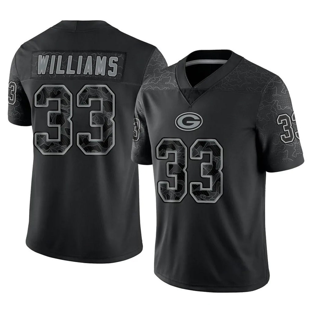 Vanessashop GB.Packers #33 Evan Williams Player Black Reflective Limited Home Game Stitched Jerseys