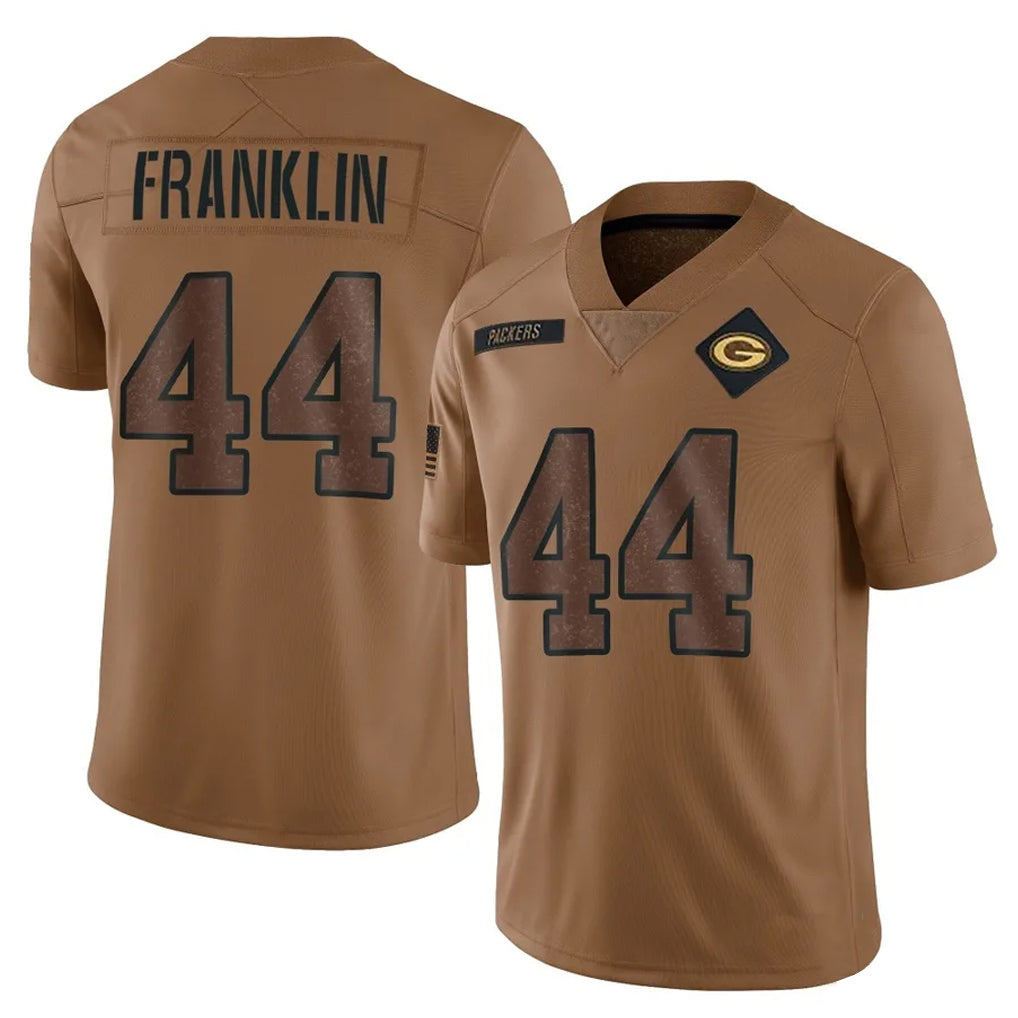 Vanessashop GB.Packers #44 Zaire Franklin Player Brown Salute To Service Limited Stitched Jerseys