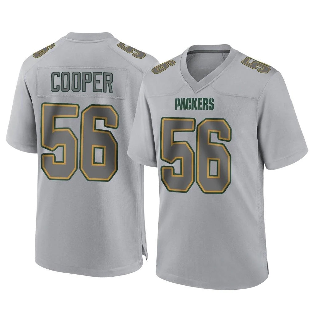 Vanessashop GB.Packers #56 Edgerrin Cooper Player Gray Atmosphere Fashion Home Game Stitched Jerseys