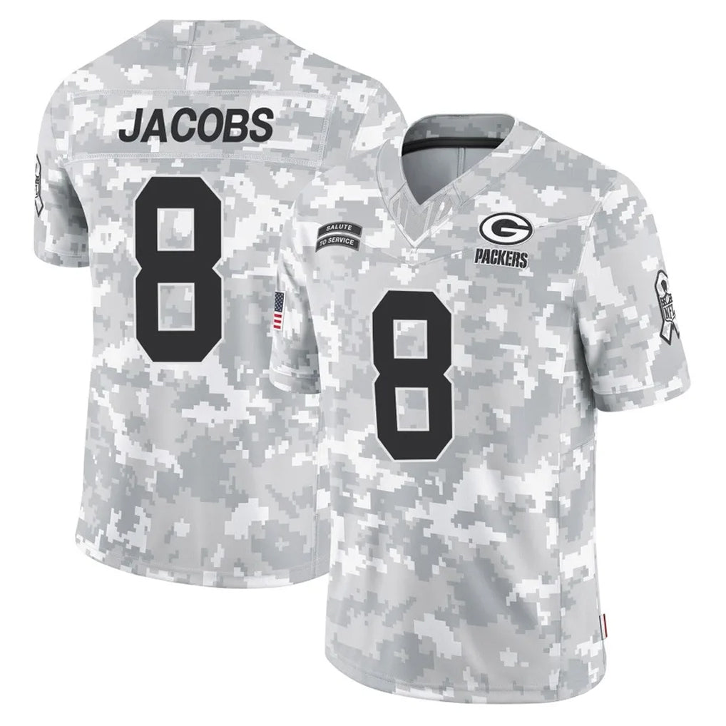 Vanessashop GB.Packers #8 Josh Jacobs Player Arctic Camo Salute To Service Limited Stitched Jerseys