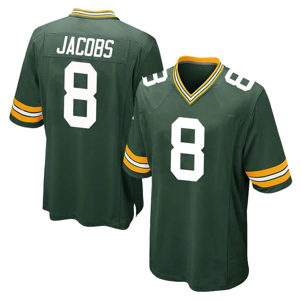 Vanessashop GB.Packers #8 Josh Jacobs Player Green Home Game Stitched Jerseys