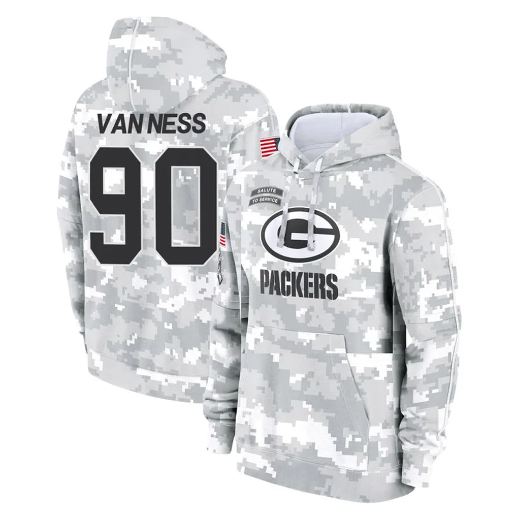 Vanessashop GB.Packers #90 Lukas Van Ness Player Arctic Camo Salute to Service Hoodies Limited Game Stitched Jerseys
