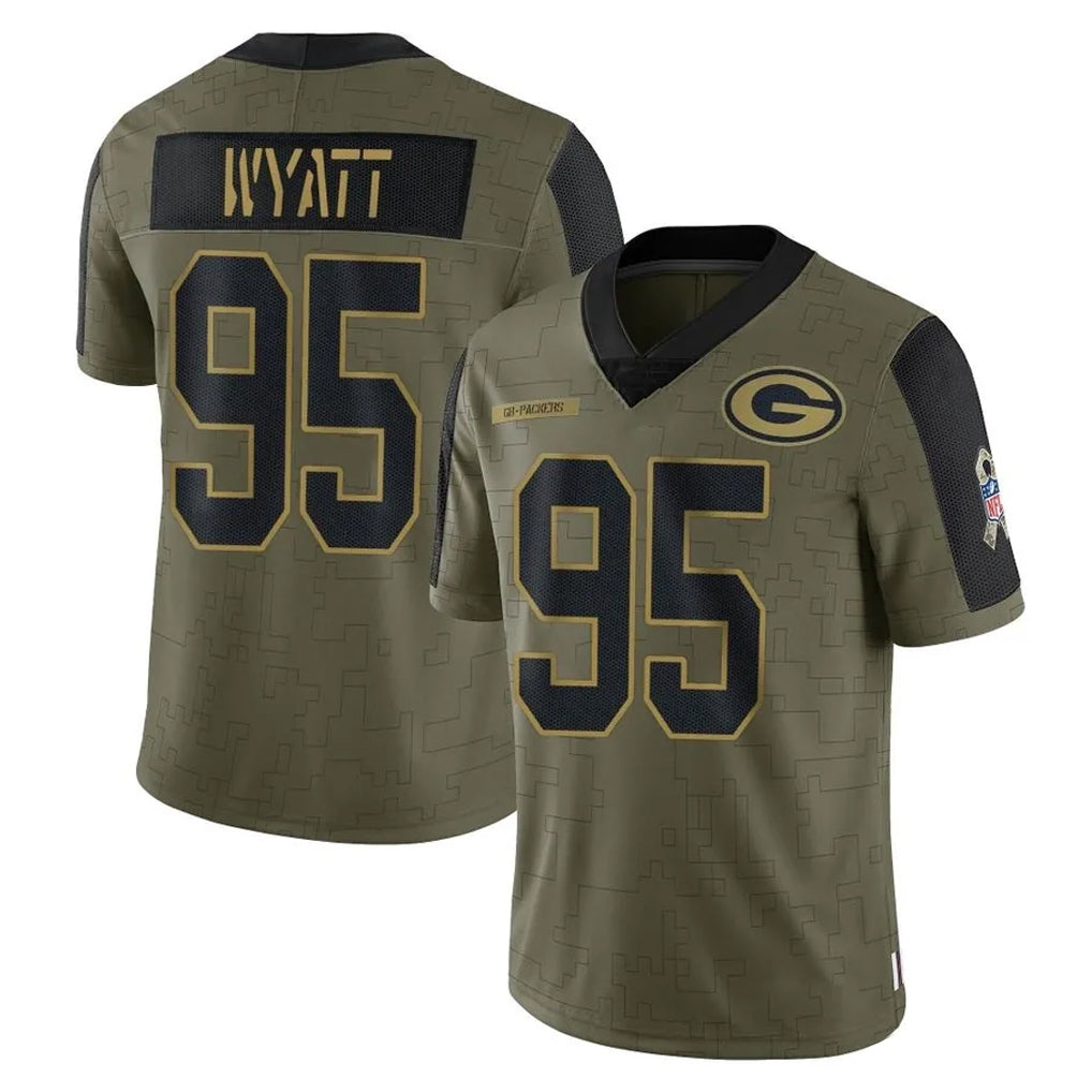 Vanessashop GB.Packers #95 Devonte Wyatt Player Olive Salute To Service Limited Game Stitched Jerseys