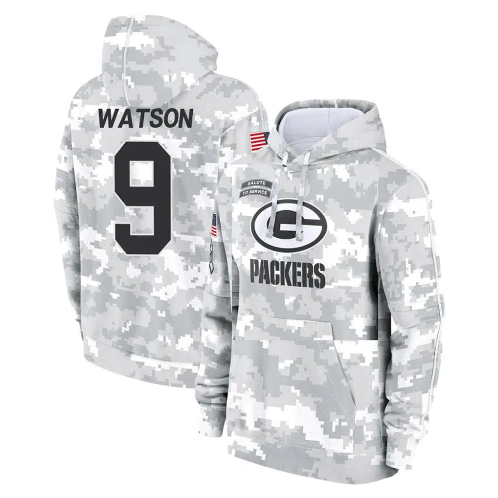 Vanessashop GB.Packers #9 Christian Watson Player Arctic Camo Salute to Service Hoodies Limited Game Stitched Jerseys