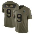Vanessashop GB.Packers #9 Christian Watson Player Olive 2025 Salute To Service Limited Home Game Stitched Jerseys
