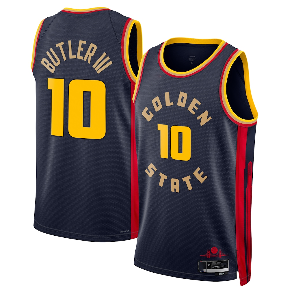 Vanessashop GS.Warriors #10 Jimmy Butler III Navy Swingman Jerseys - City Edition