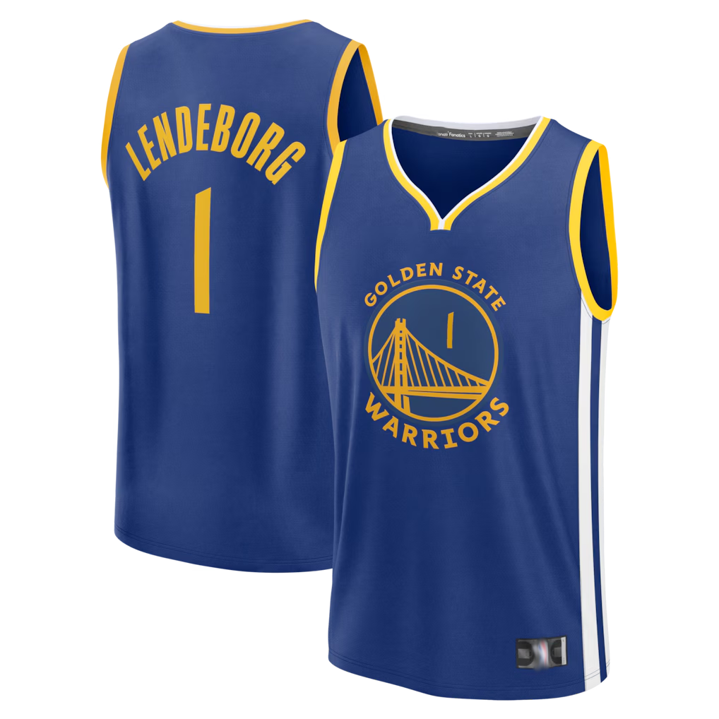 Vanessashop GS.Warriors #1 Yaxel Lendeborg Royal 2026  Draft First Round Pick Fast Break Jerseys - Icon Edition