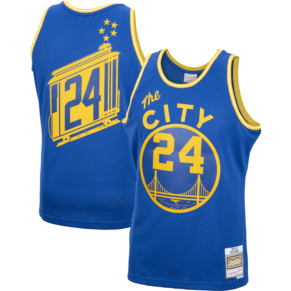 Vanessashop GS.Warriors #24 Rick Barry Mitchell & Ness Royal 196667 Hardwood Classics Swingman Jerseys