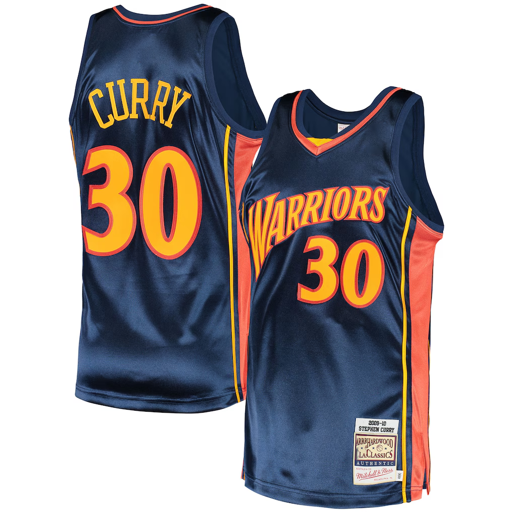Vanessashop GS.Warriors #30 Stephen Curry Mitchell & Ness Navy 200910 Hardwood Classics Authentic Jerseys
