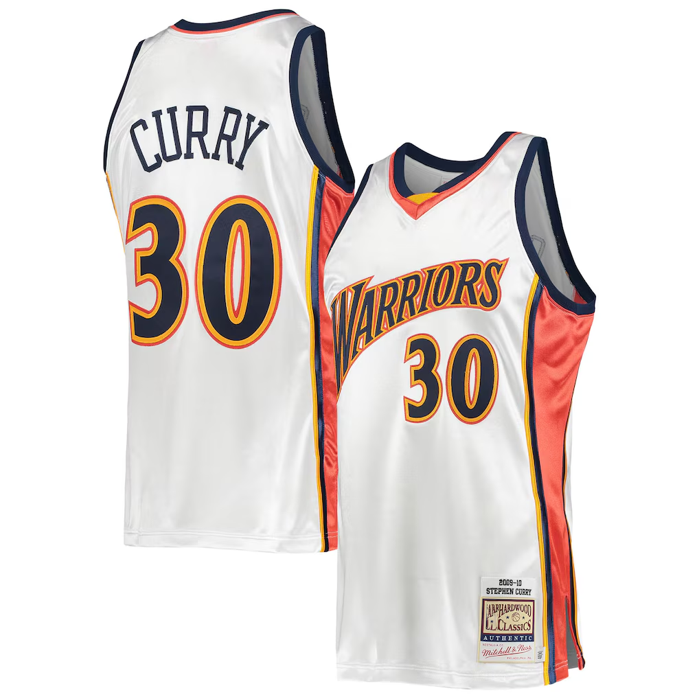 Vanessashop GS.Warriors #30 Stephen Curry Mitchell & Ness White 200910 Hardwood Classics Authentic Jerseys