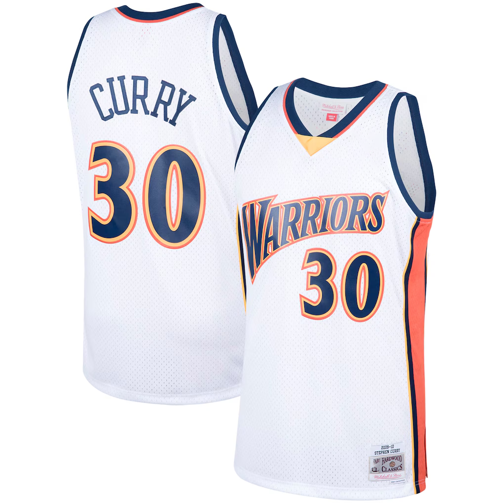 Vanessashop GS.Warriors #30 Stephen Curry Mitchell & Ness White Hardwood Classics Swingman Jerseys