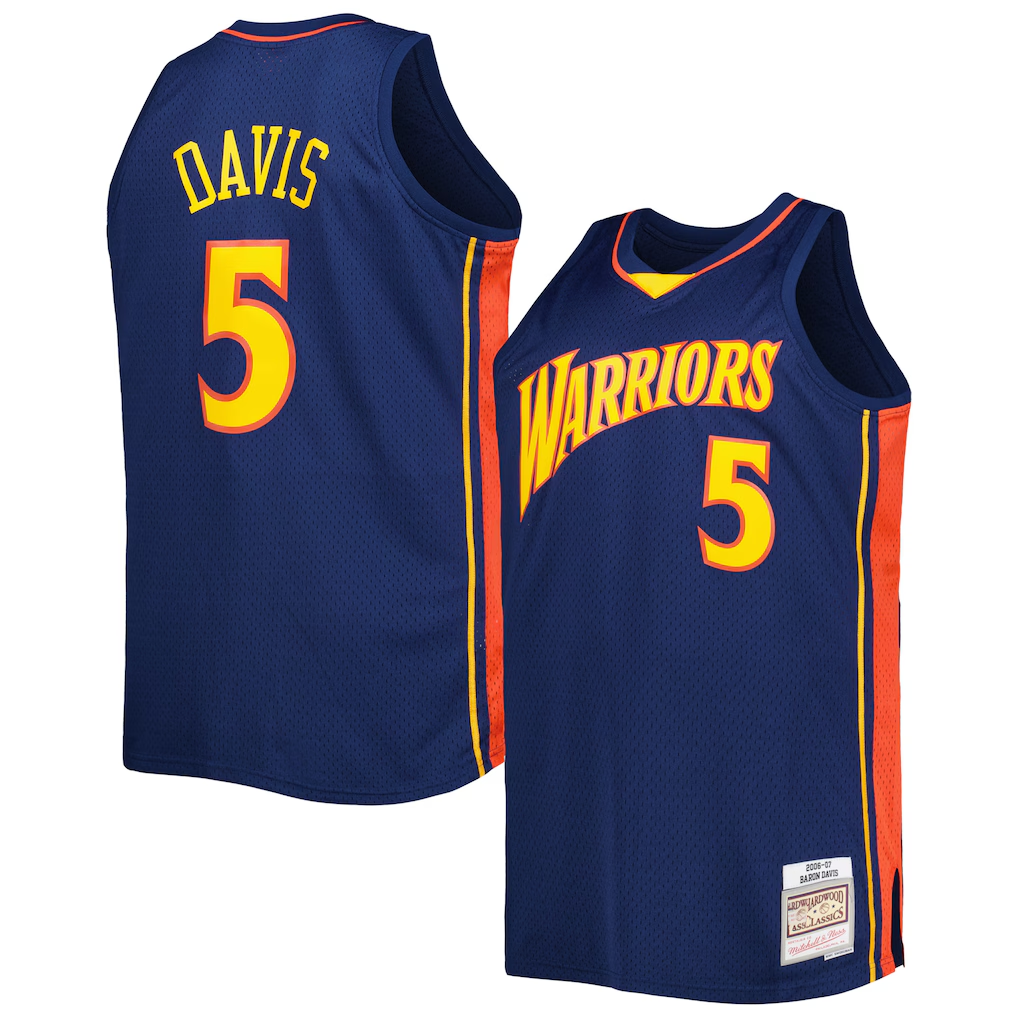 Vanessashop GS.Warriors #5 Baron Davis Mitchell & Ness Navy Big & Tall Hardwood Classics 200607 Swingman Jerseys