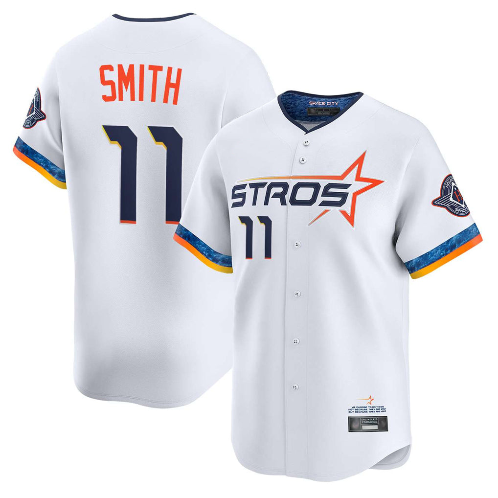 Vanessashop H.Astros #11 Cam Smith Player White City Connect Limited Home Stitched Jerseys