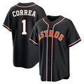 Vanessashop H.Astros #1 Carlos Correa Player Black Fashion Out Home Game Stitched Jerseys