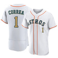 Vanessashop H.Astros #1 Carlos Correa Player Gold Collection Limited Elite Home Stitched Jerseys