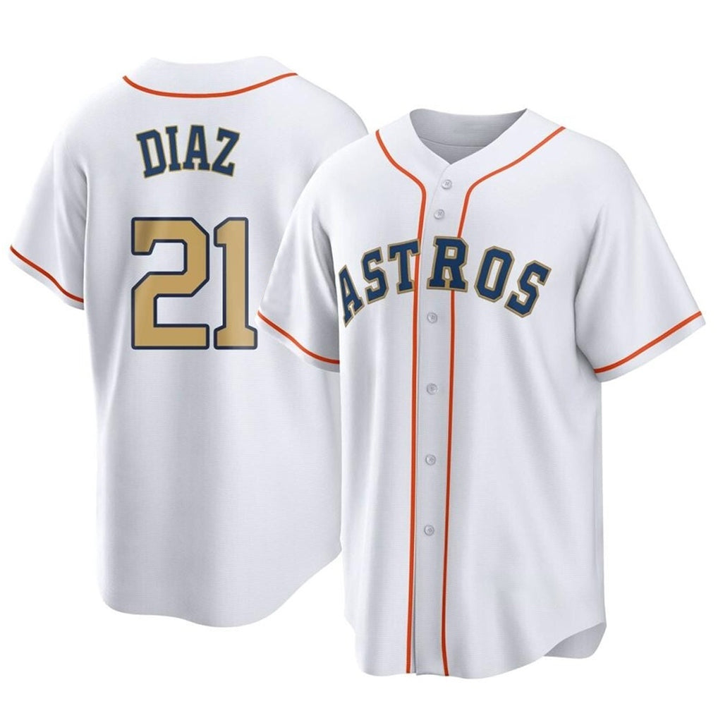 Vanessashop H.Astros #21 Yainer Diaz Player Gold Collection Game Home Stitched Jerseys