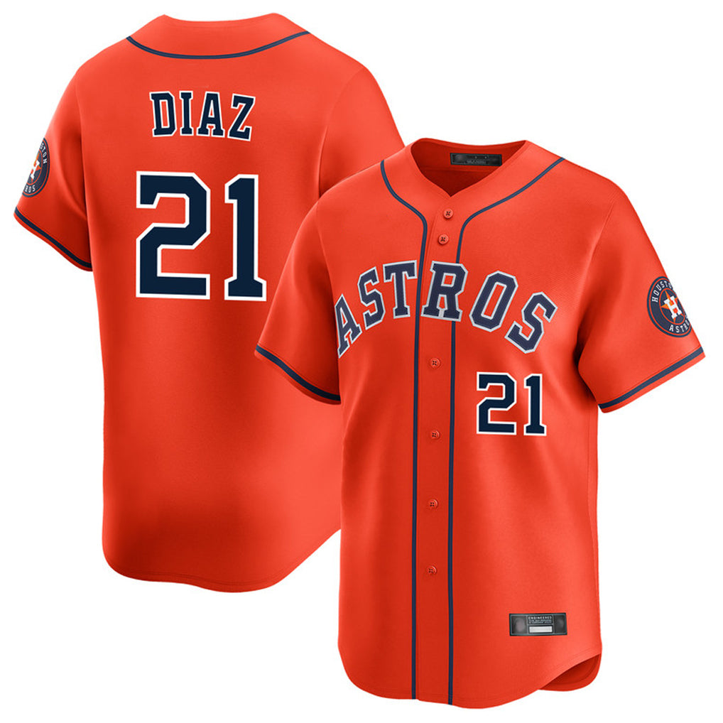 Vanessashop H.Astros #21 Yainer Diaz Player Orange Home Limited Stitched Jerseys