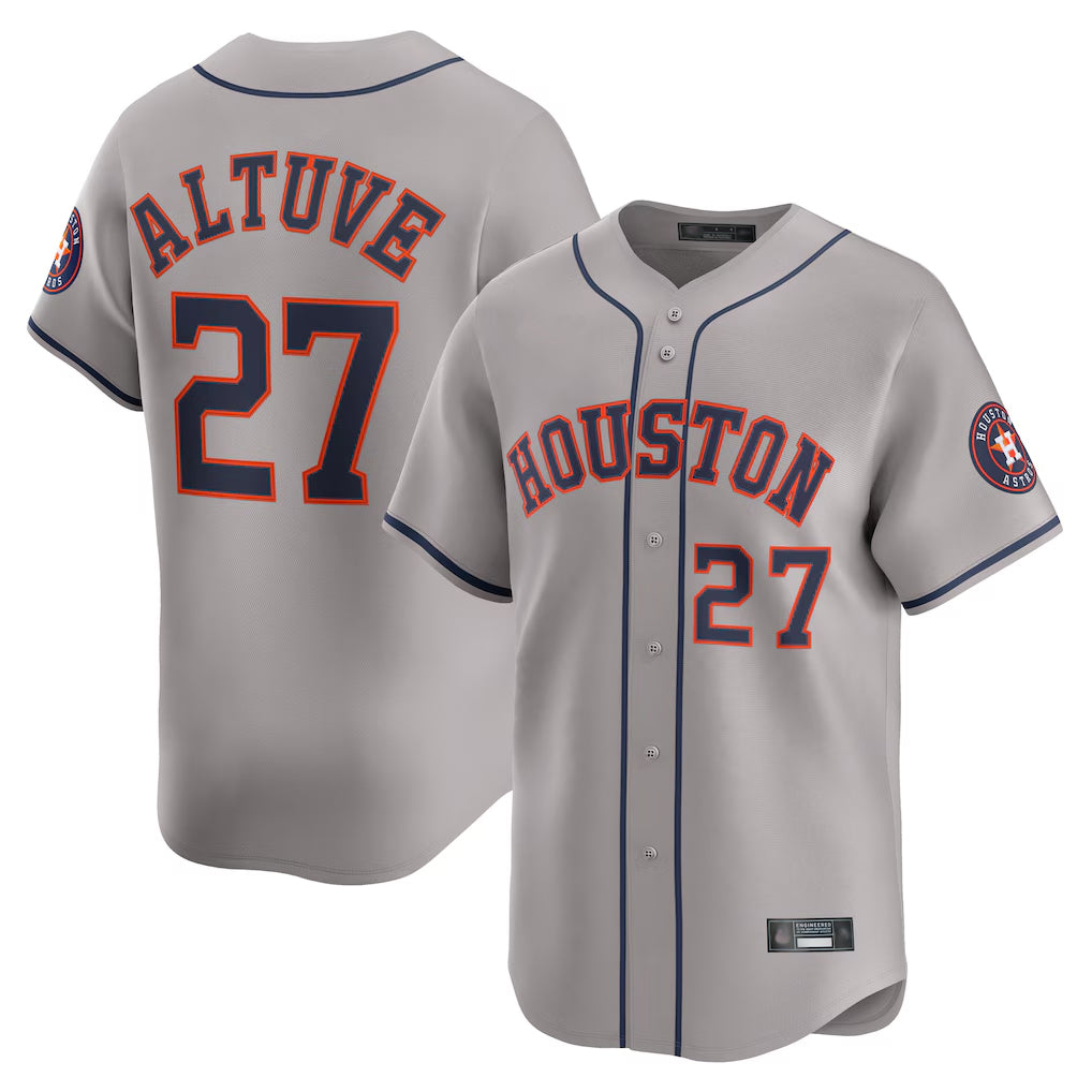 Vanessashop H.Astros #27 Jose Altuve Player Gray Home Limited Stitched Jerseys