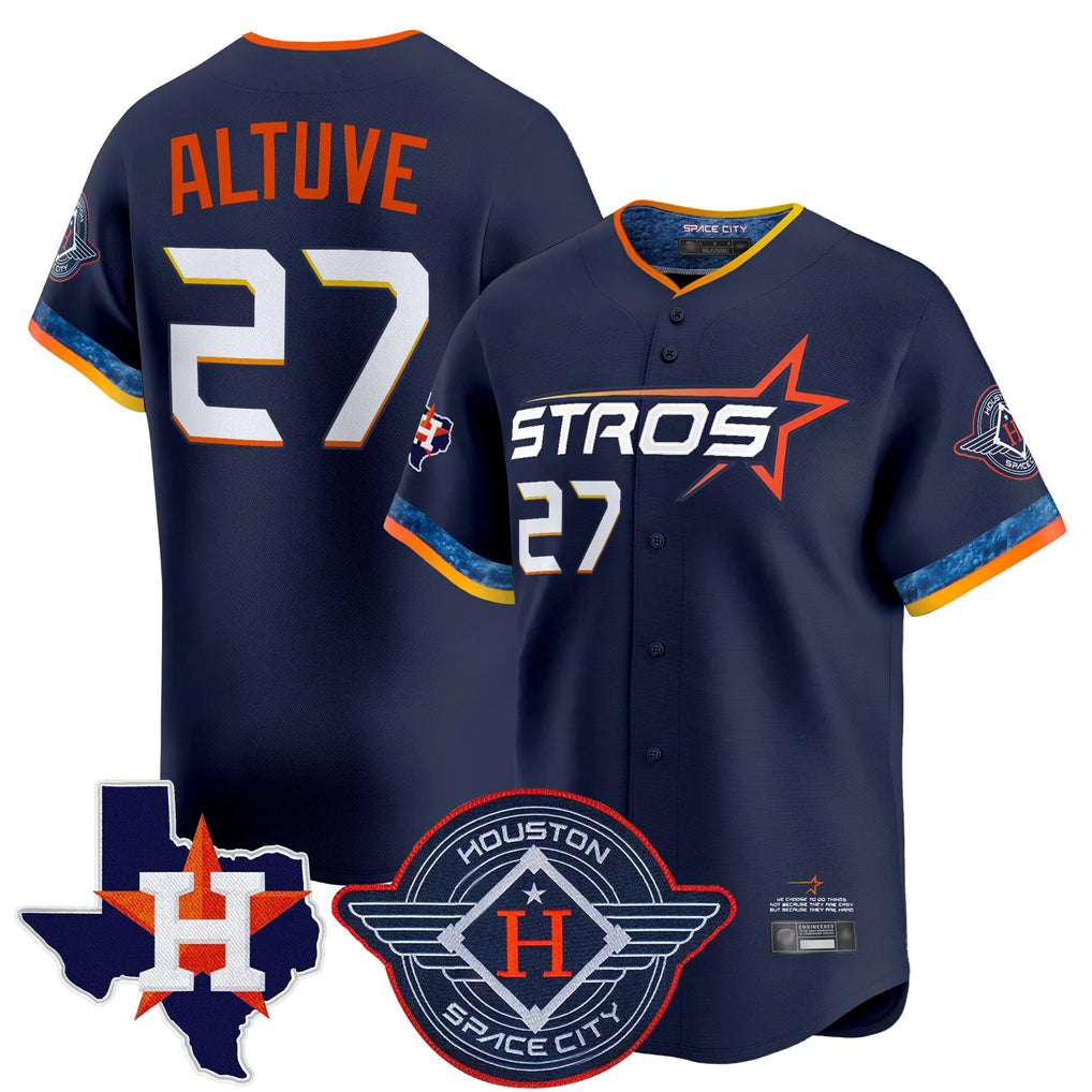 Vanessashop H.Astros #27 Jose Altuve Player Navy City Connect Texas Patch Vapor Premier Limited Home Stitched Jerseys