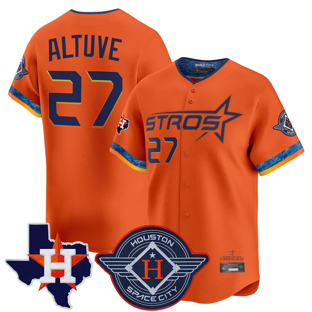 Vanessashop H.Astros #27 Jose Altuve Player Orange City Connect Texas Patch Vapor Premier Limited Home Stitched Jerseys