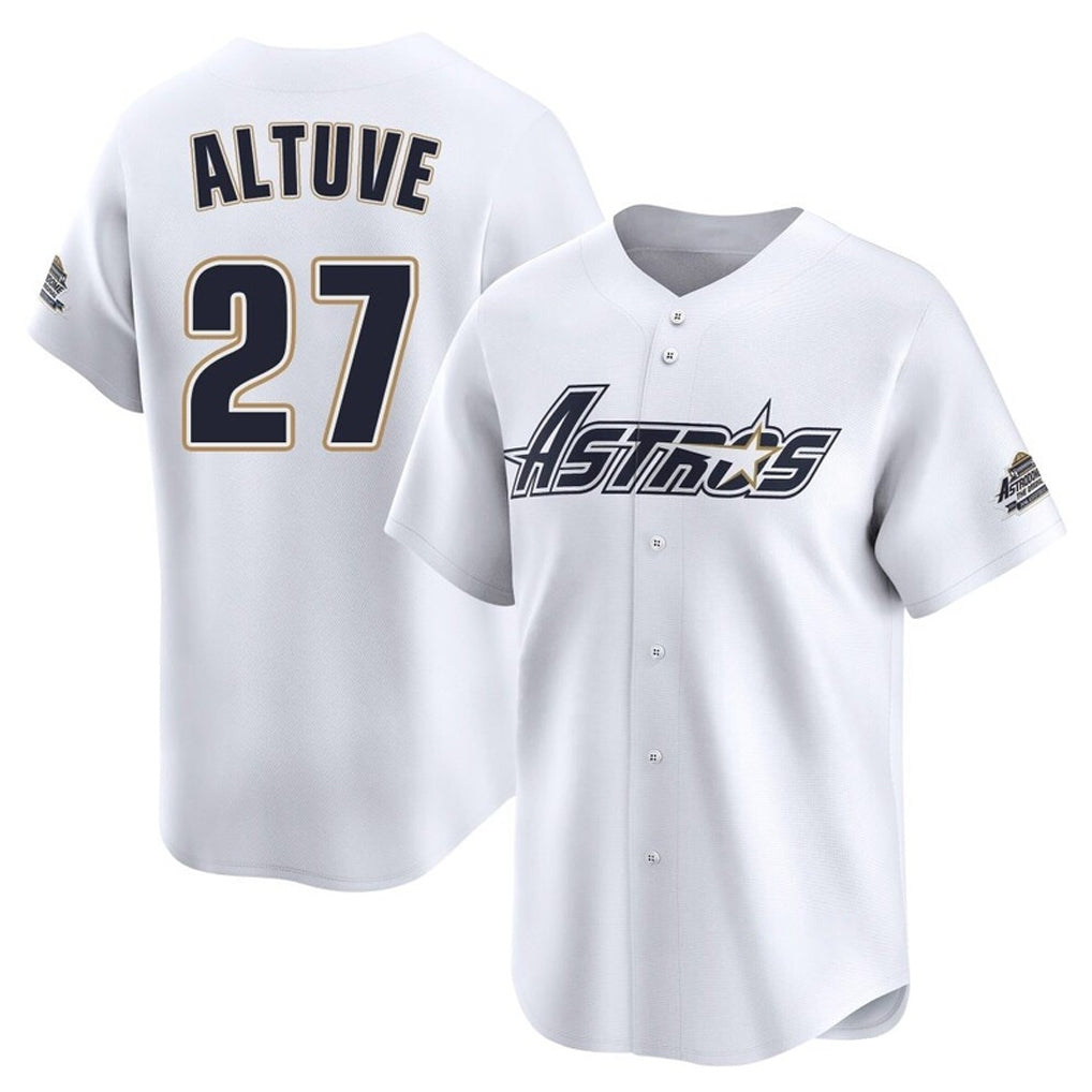 Vanessashop H.Astros #27 Jose Altuve Player White Throwback Cooperstown Collection Limited Stitched Jerseys