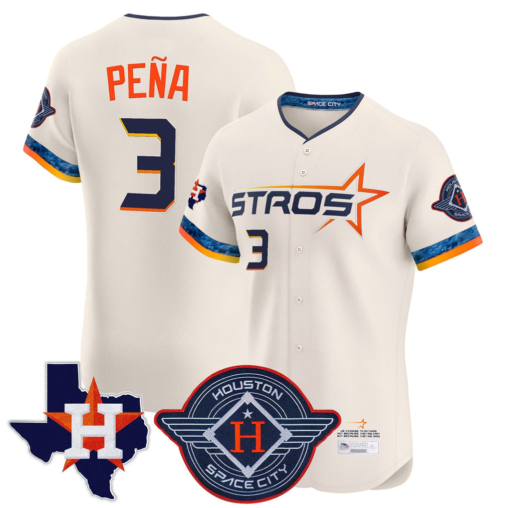 Vanessashop H.Astros #3 Jeremy Pe?a Player Cream City Connect Texas Patch Vapor Premier Limited Elite Home Stitched Jerseys