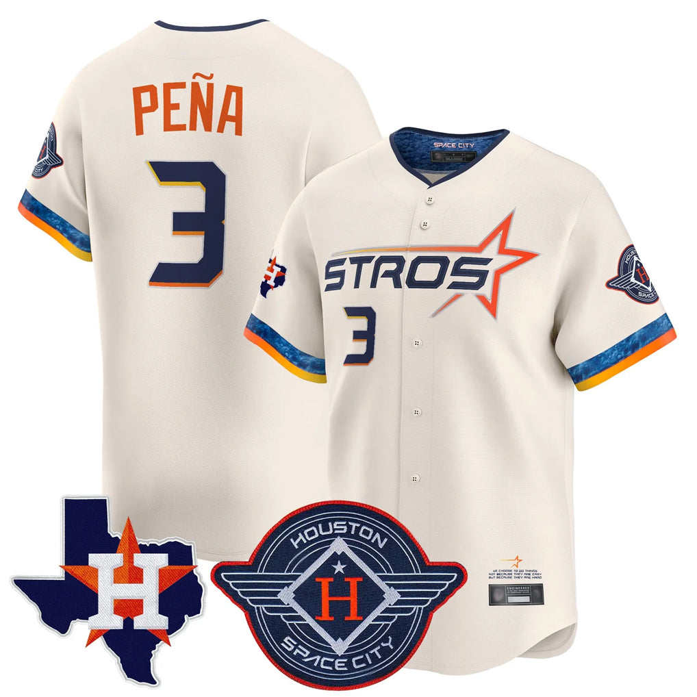 Vanessashop H.Astros #3 Jeremy Pe?a Player Cream City Connect Texas Patch Vapor Premier Limited Home Stitched Jerseys