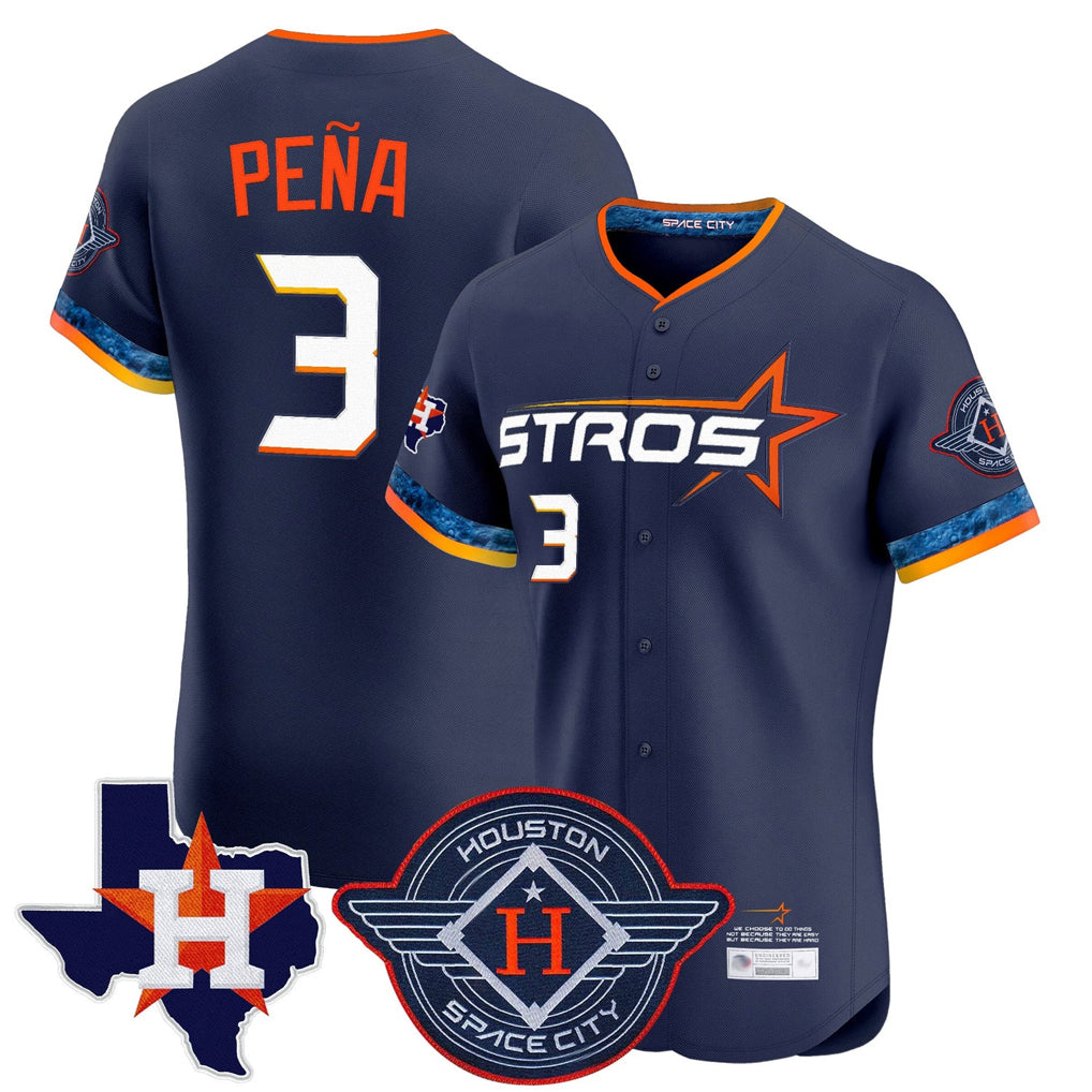 Vanessashop H.Astros #3 Jeremy Pe?a Player Navy City Connect Texas Patch Vapor Premier Limited Elite Home Stitched Jerseys