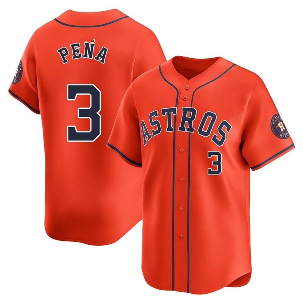 Vanessashop H.Astros #3 Jeremy Pe?a Player Orange Home Limited Stitched Jerseys
