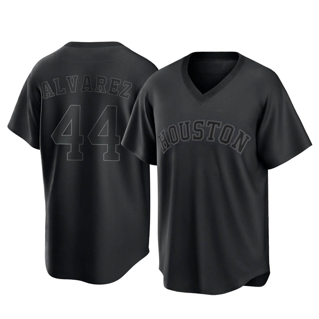 Vanessashop H.Astros #44 Yordan Alvarez Player Black Fashion T-shirt Home Game Stitched Jerseys