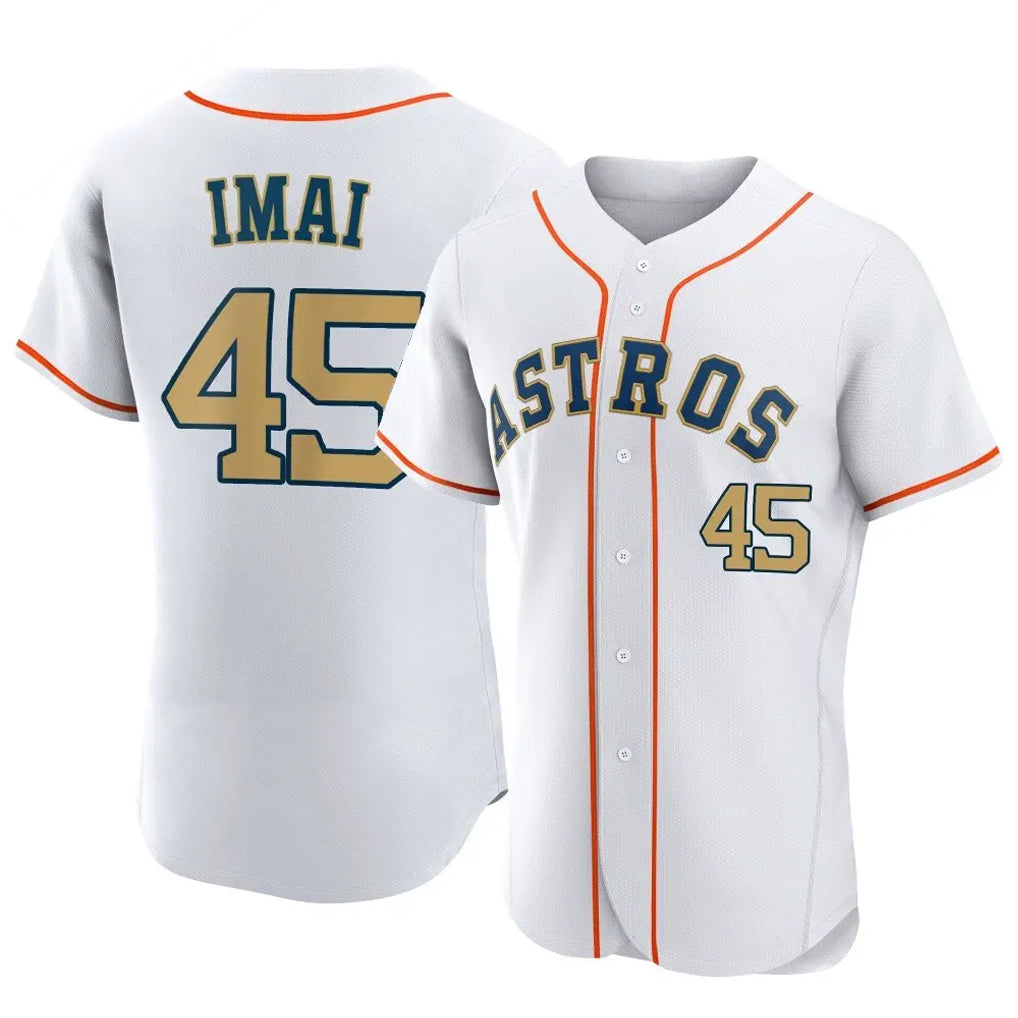 Vanessashop H.Astros #45 Tatsuya Imai Player Gold Collection Limited Elite Home Stitched Jerseys