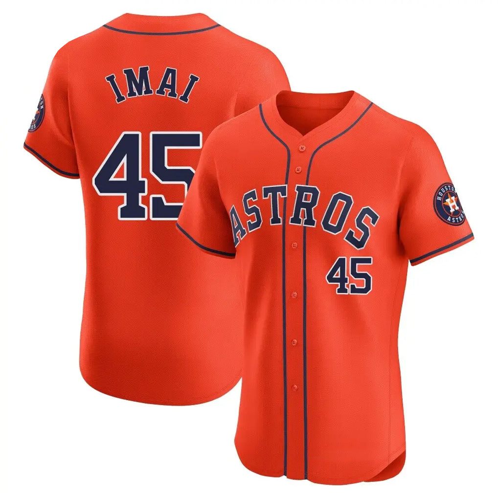 Vanessashop H.Astros #45 Tatsuya Imai Player Orange Home Limited Elite Stitched Jerseys