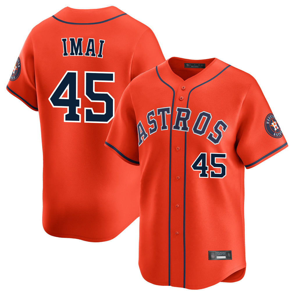 Vanessashop H.Astros #45 Tatsuya Imai Player Orange Home Limited Stitched Jerseys