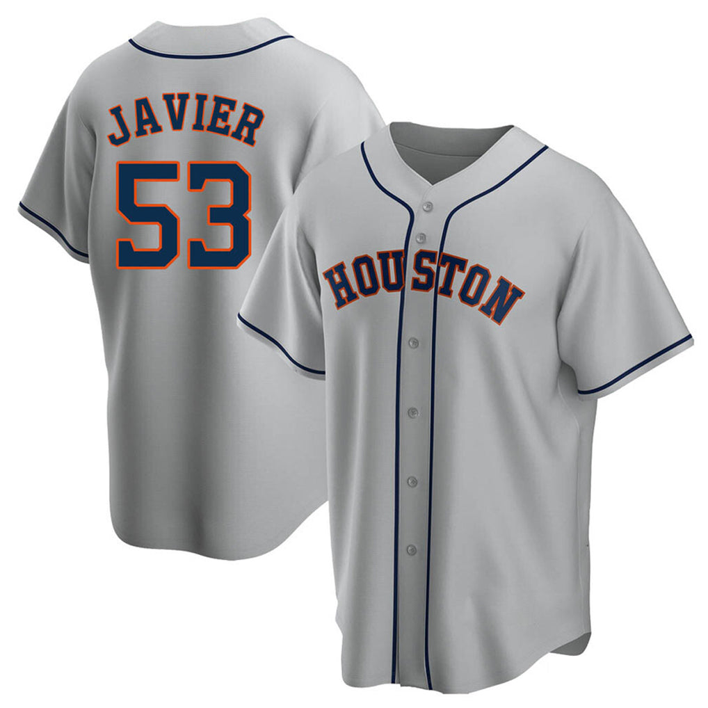 Vanessashop H.Astros #53 Cristian Javier Player Gray Home Game Stitched Jerseys
