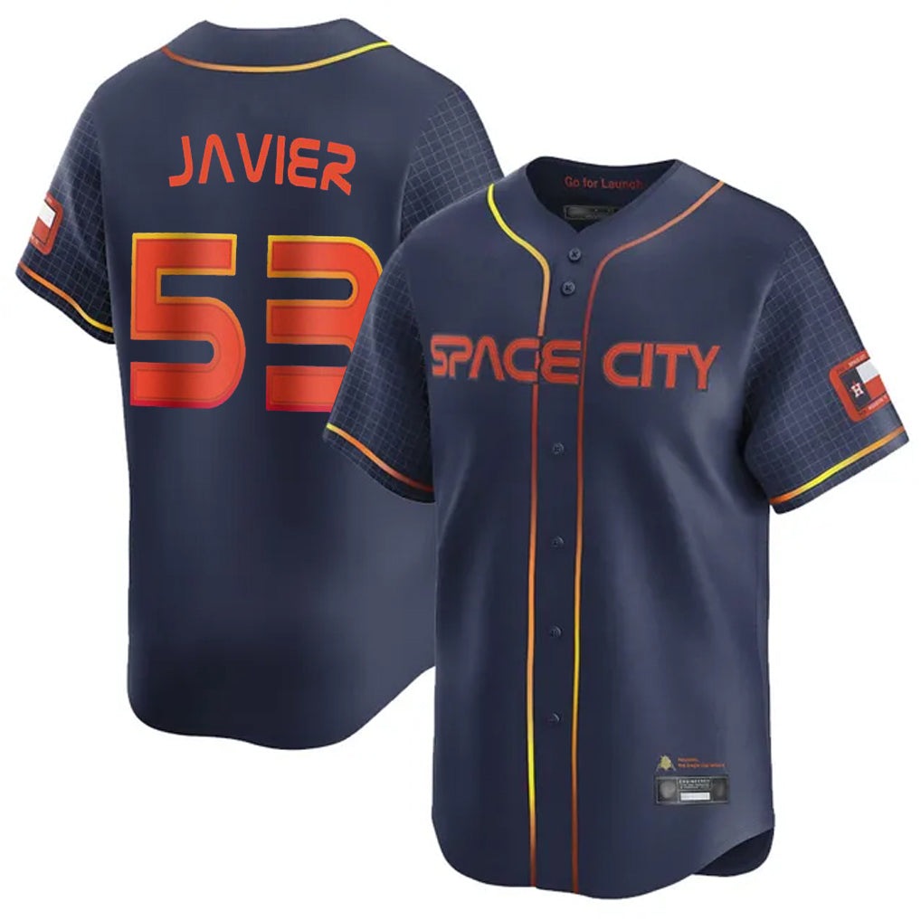 Vanessashop H.Astros #53 Cristian Javier Player Navy City Connect Home Limited Stitched Jerseys