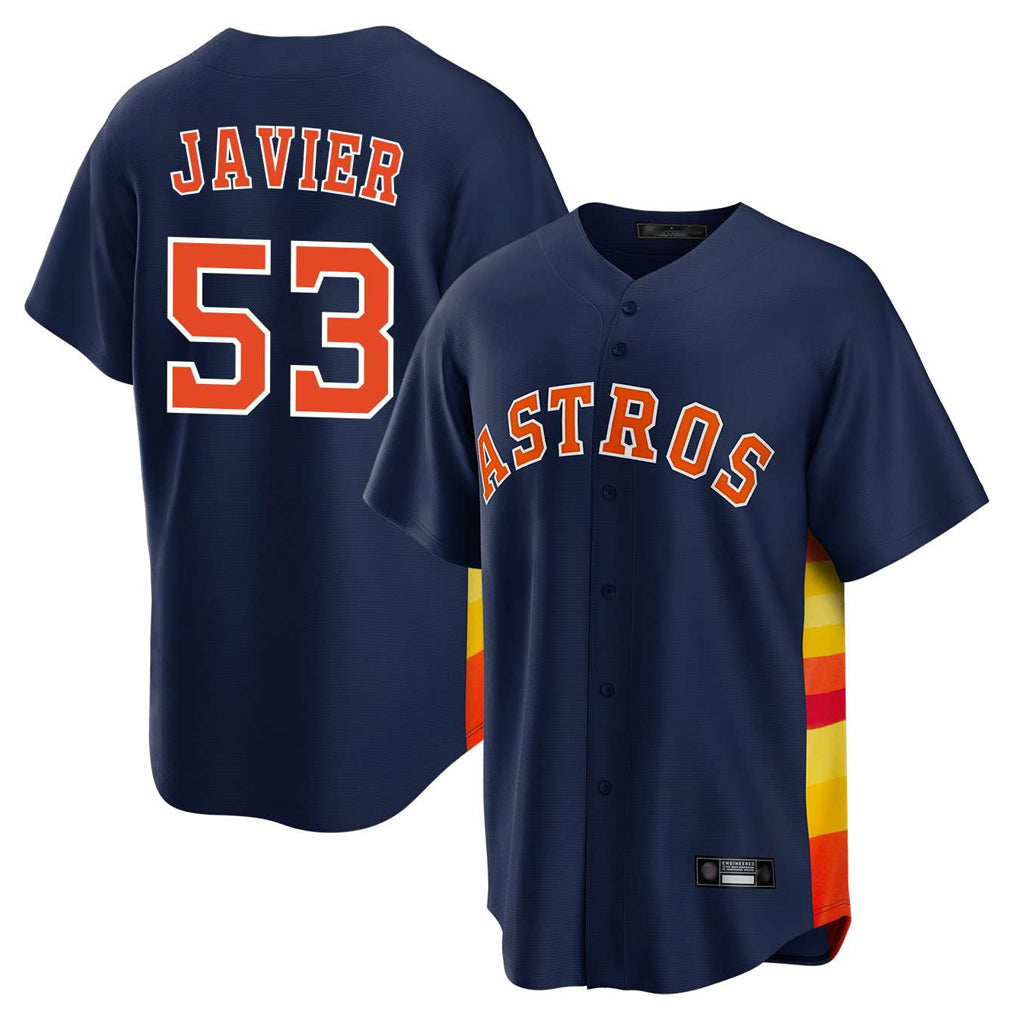 Vanessashop H.Astros #53 Cristian Javier Player Navy Home Game Stitched Jerseys