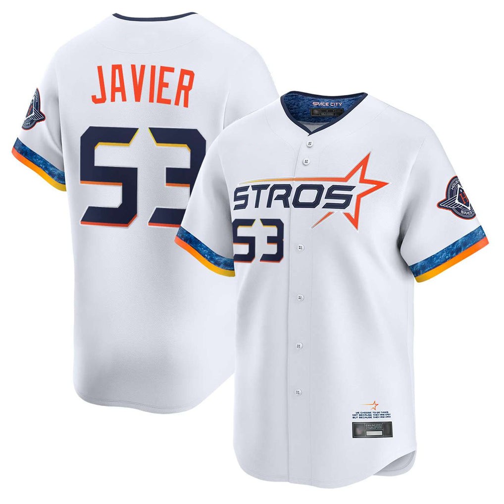 Vanessashop H.Astros #53 Cristian Javier Player White City Connect Limited Home Stitched Jerseys