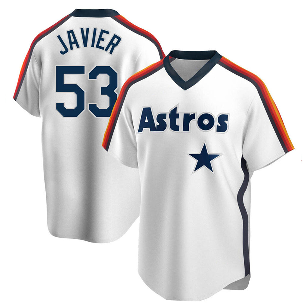Vanessashop H.Astros #53 Cristian Javier Player White Cooperstown Collection T-shirt Stitched Jerseys